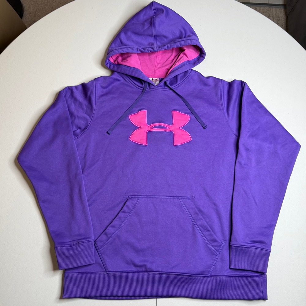Under Armour Storm Hoodie Womens XL Purple Pink Fleece Pullover Sweatshirt